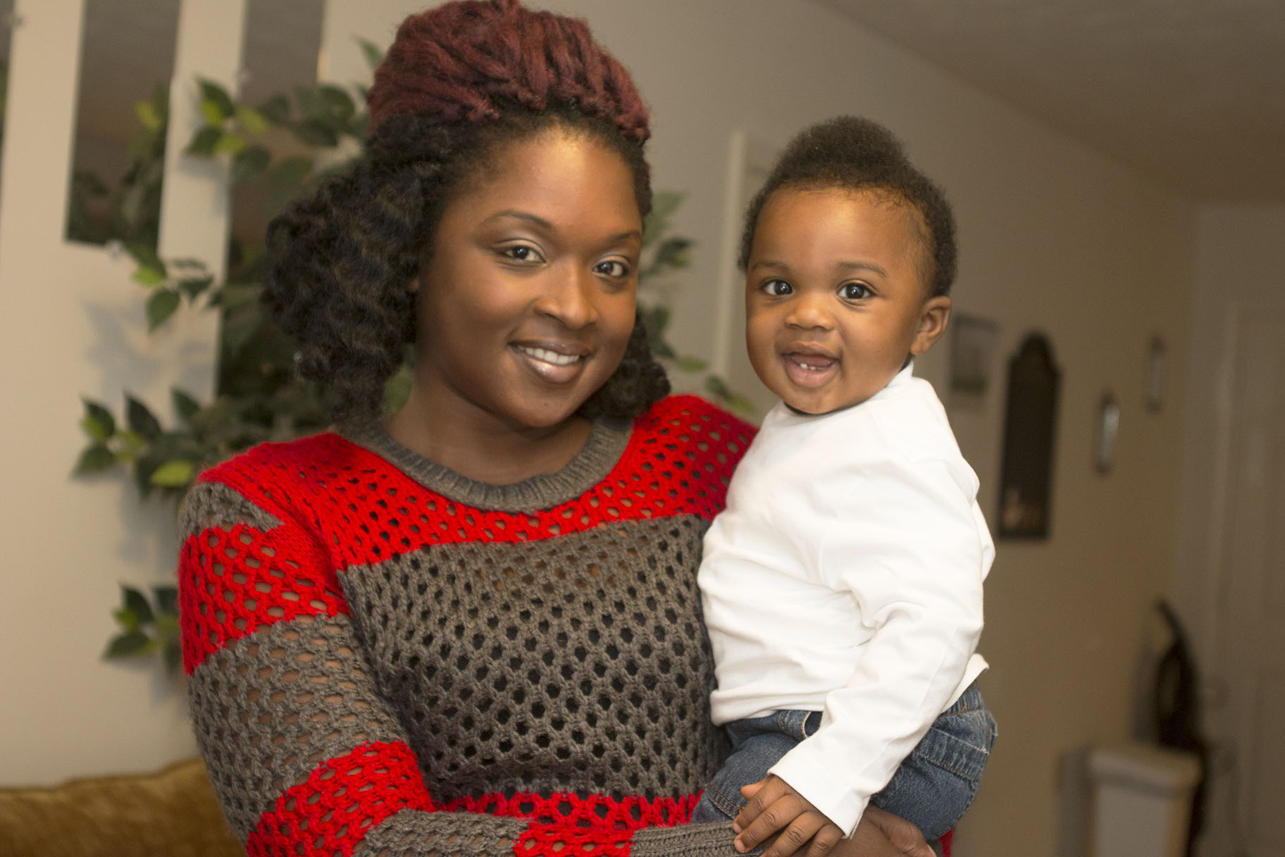 Breondra with her son.